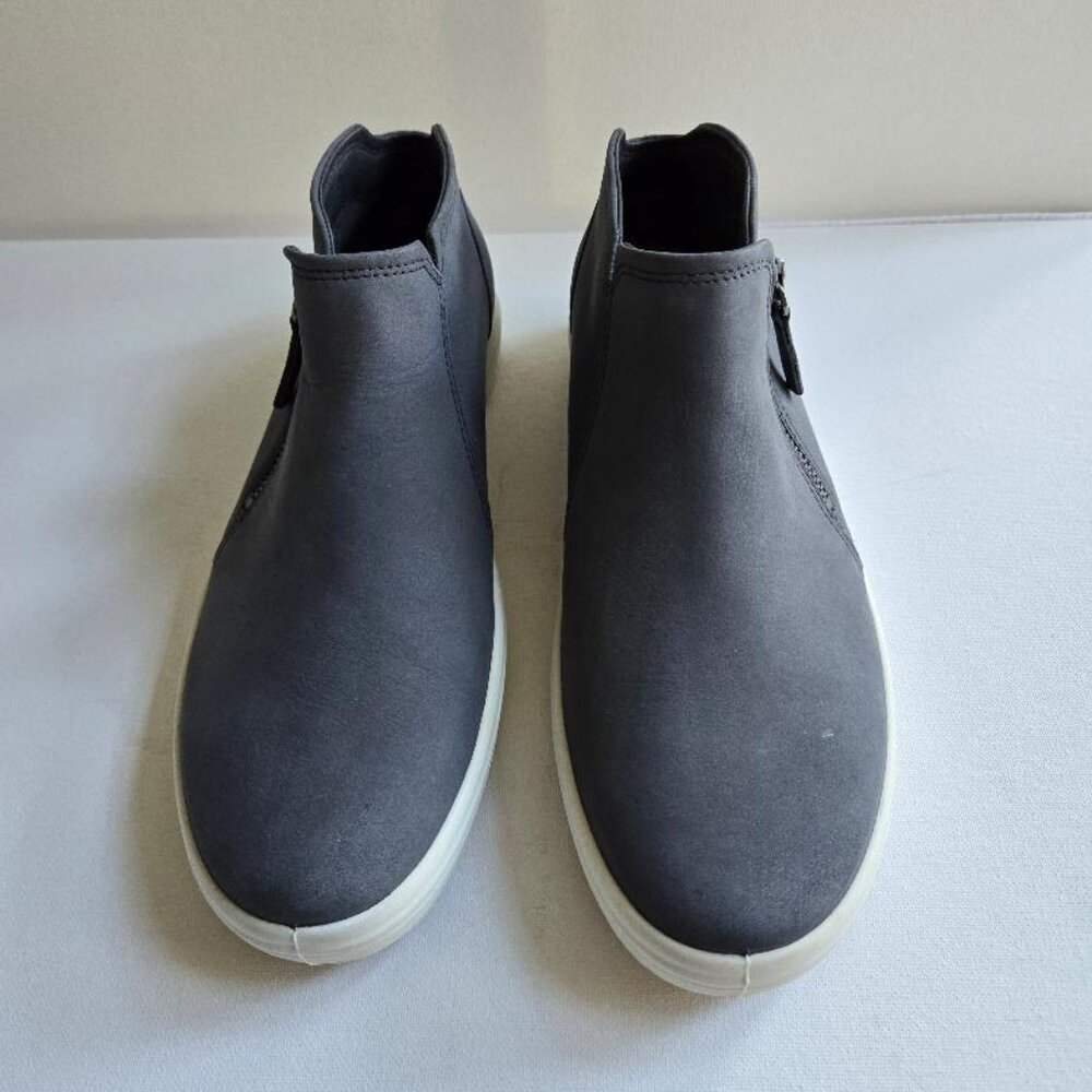 ECCO Mens"s Soft Nubuck Leather Zip Ankle Boot Grey Sz 9